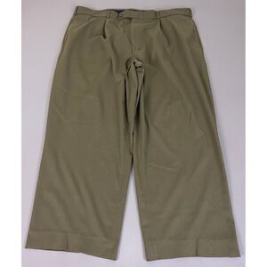 Slates Dress Pants Mens 40x28 Stretch Pleated Olive Green Business Casual Slacks